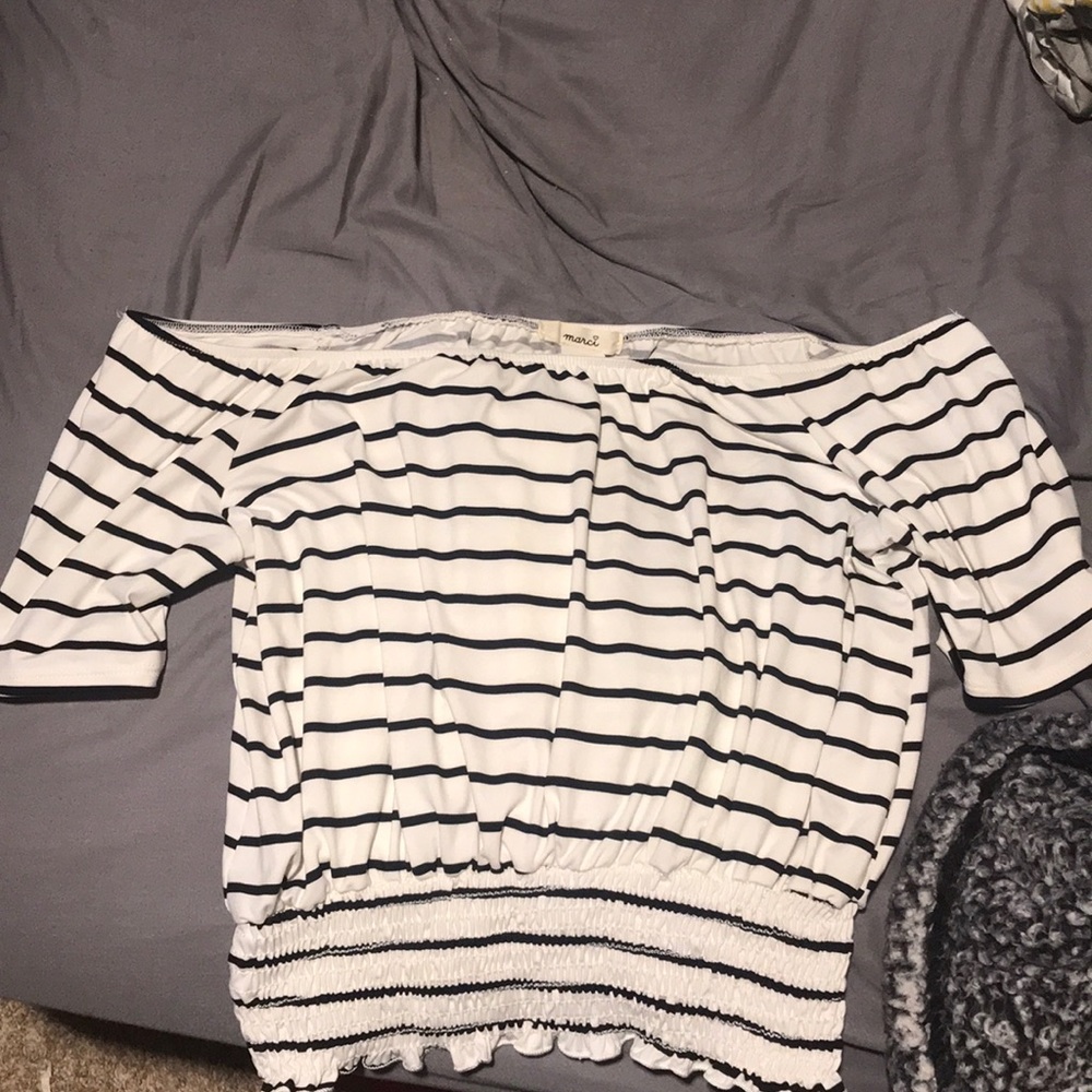Cropped off the shoulder striped top